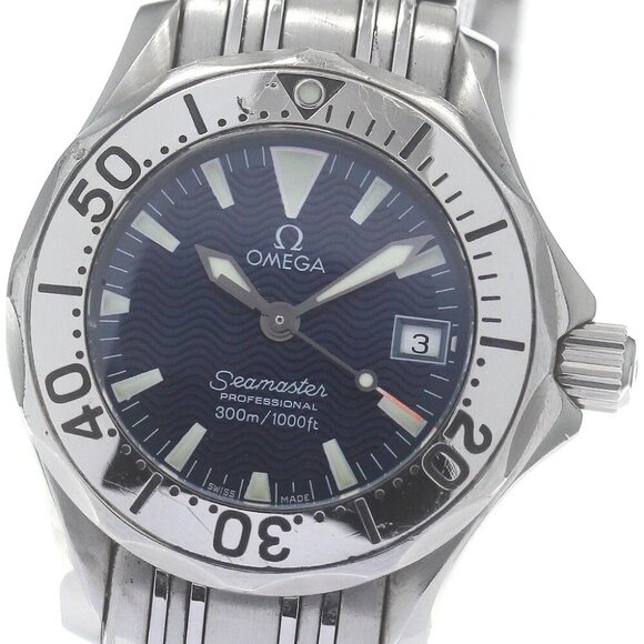 OMEGA Seamaster300 Jack Mayol Date Navy Dial Quartz Ladies Watch_831644 - Picture 1 of 6